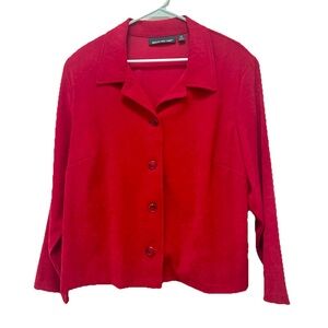 Briggs‎ New York Red Button Front Blazer Jacket 1X Career